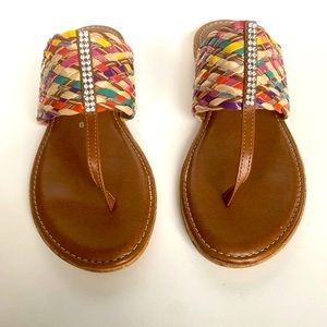 ITALIAN SHOEMAKERS Women’s Dana Bright Multi Thong Sandal Size 6 Made in Italy